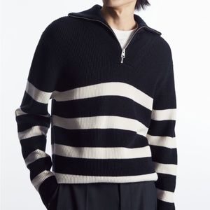 NEW W/TAGS COS WOOL AND COTTON-BLEND HALF-ZIP SWEATER